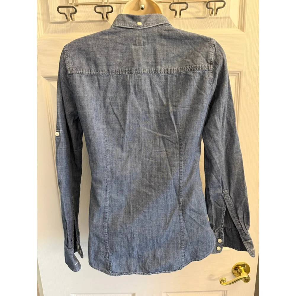 J.Crew Chambray Perfect Shirt long sleeves button tabs XS